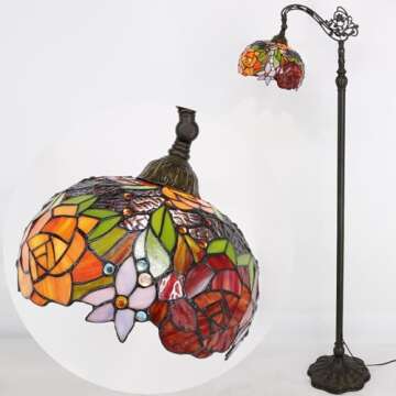 Elegant WERFACTORY Tiffany Floor Lamp Red Rose Design