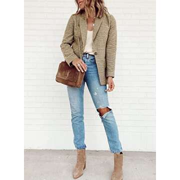 Stylish Sidefeel Women Plaid Print Outwear for Office Use