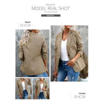 Stylish Sidefeel Women Plaid Print Outwear for Office Use