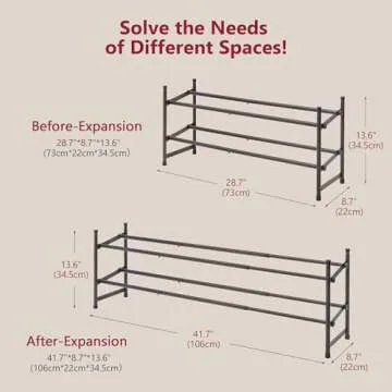 Tajsoon Expandable Shoe Rack for Closet, Adjustable & Stackable