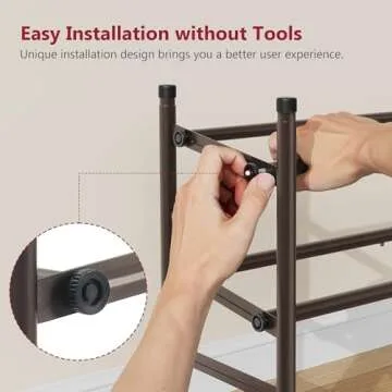 Tajsoon Expandable Shoe Rack for Closet, Adjustable & Stackable