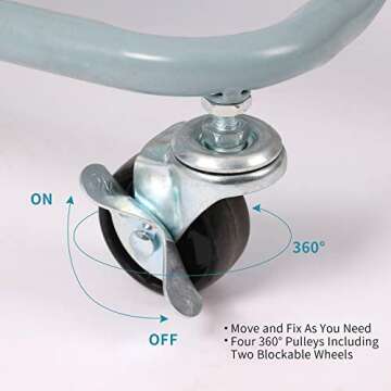 MIOCASA 3-Tier Metal Utility Rolling Cart, Heavy Duty Multifunction Cart with Lockable Casters, Easy to Assemble, Suitable for Office, Bathroom, Kitchen, Garden