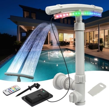 Pool Fountain for Above and In-ground Pool With 12-Color LED Lights,Solar Lights With Remote Control...