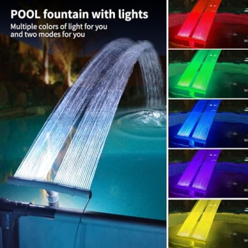 Pool Fountain with 12-Color LED Lights and Solar Power