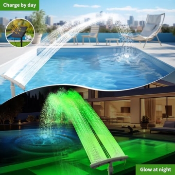 Pool Fountain with 12-Color LED Lights and Solar Power