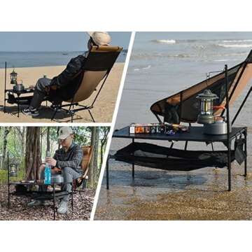AnYoker Camping Chair, Compact Backpacking Chair, Portable Folding Chair, Beach Chair with Side Pocket and headrest, Lightweight Hiking Chair 188ZZ-SJB (Black)