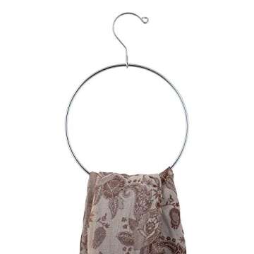 Organize It All Belt/Scarf Ring Hanger, Closet Storage, Rubber Coated Opening, Free Spinning, Metallic and Black