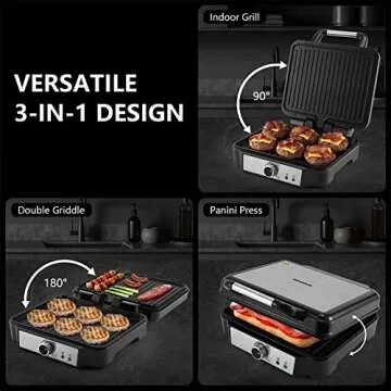 MONXOOK 3-in-1 Panini Press | 180° Grill & 1400W Power