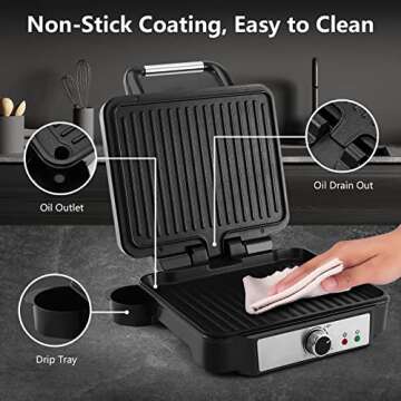 MONXOOK 3-in-1 Panini Press | 180° Grill & 1400W Power