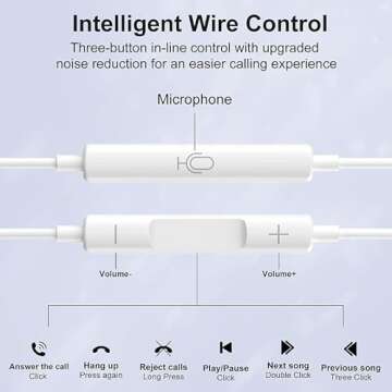 2 Packs-for iPhone Headphones Wired Earbuds/Earphones Nosie Reduction Built-in Microphone & Volume C...