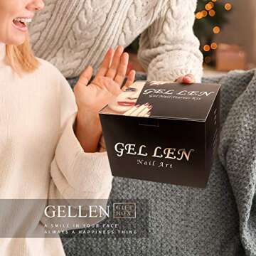 Gellen Gel Nail Polish Starter Kit with 24W Nail Dryer Light With Base Coat Top Coat Popular Nail Art 4 Colors (Caramel Reds Gray Salmon Pink) - Delicate Nail Gel Manicure Tools Nail Art Designs