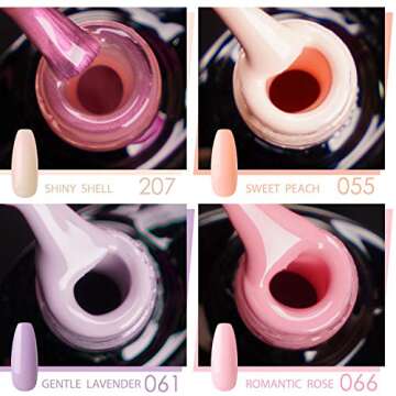 Gellen Gel Nail Polish Starter Kit with 24W Nail Dryer Light With Base Coat Top Coat Popular Nail Art 4 Colors (Caramel Reds Gray Salmon Pink) - Delicate Nail Gel Manicure Tools Nail Art Designs