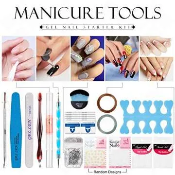 Gellen Gel Nail Polish Starter Kit with 24W Nail Dryer Light With Base Coat Top Coat Popular Nail Art 4 Colors (Caramel Reds Gray Salmon Pink) - Delicate Nail Gel Manicure Tools Nail Art Designs