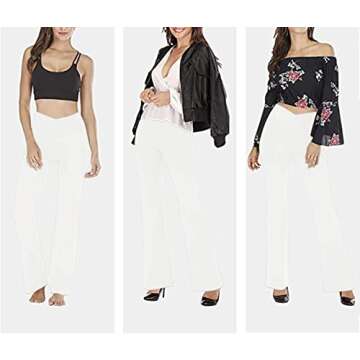 TOPYOGAS Women's Casual Bootleg Yoga Pants V Crossover High Waisted Flare Workout Pants Leggings White