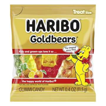 HARIBO Goldbears, Gummi Candy, 22.8 oz Tub (54 Packs) Assorted Flavors