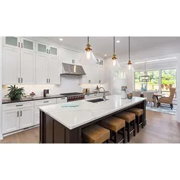 PERMO Vintage Rustic Industrial 3-Lights Kitchen Island Chandelier Triple 3 Heads Pendant Hanging Ceiling Lighting Fixture with Funnel Flared Clear Glass Shade (Black)