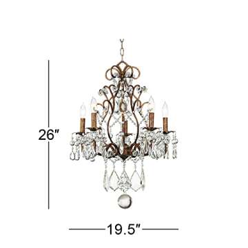 Vienna Full Spectrum Jolie Bronze Small Chandelier Lighting 19 1/2" Wide French Country Crystal Beaded 5-Light Fixture for Dining Room House Foyer Entryway Kitchen Bedroom Living Room High Ceilings