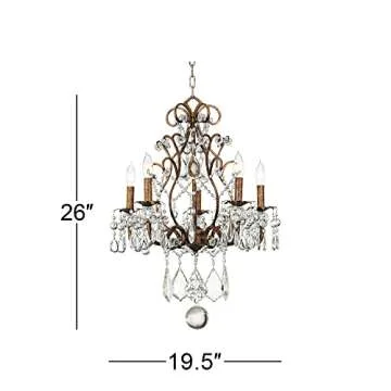 Vienna Full Spectrum Jolie Bronze Small Chandelier Lighting 19 1/2" Wide French Country Crystal Beaded 5-Light Fixture for Dining Room House Foyer Entryway Kitchen Bedroom Living Room High Ceilings