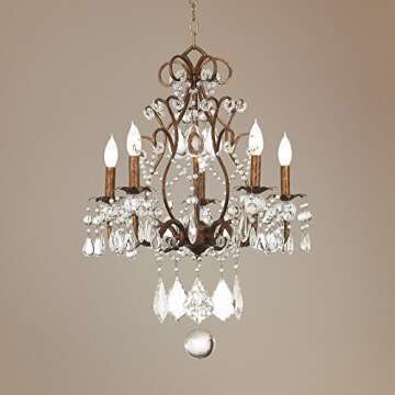 Vienna Full Spectrum Jolie Bronze Small Chandelier Lighting 19 1/2" Wide French Country Crystal Beaded 5-Light Fixture for Dining Room House Foyer Entryway Kitchen Bedroom Living Room High Ceilings
