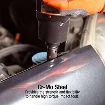 Sunex 2569, 1/2" Drive Master Impact Socket Set, 43Piece, Metric, 9mm - 30mm, Standard/Deep, Cr-Mo Alloy Steel, Radius Corner Design, Heavy Duty Storage Case, Universal Joint & Impact Extensions