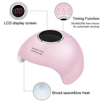 Nail Lamp for Gel Polish,36W 15 LED Professional Nail Dryer UV LED Nail Lamp with 3 Timer Setting,Professional Nail Art Tools With Automatic Sensor, LCD Display, Memory and Pause Timer Function