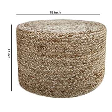 S & L Homes Pouf Ottoman - 100% Natural Jute Braided- Footrest Pouf Hand Knitted - Traditional Cord ...