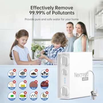 NexTrend 600GPD Reverse Osmosis System: 7 Stage Tankless Reverse Osmosis Water Filter Under Sink with Smart Faucet, NSF/ANSI 58 & 372 Certified, RO Water Filtration System, 2:1 Pure to Drain
