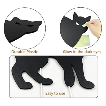 Halloween Black Cat Yard Signs Glow-in-the-Dark Outdoor Decor