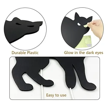 Halloween Black Cat Yard Signs Glow-in-the-Dark Outdoor Decor