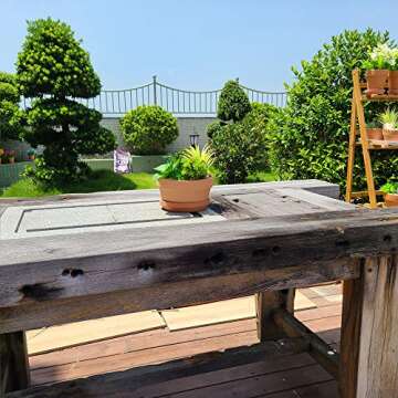 Yishang 7 Inch Terracotta Shallow Planters with Saucer/Tray,Ceramic Flower Clay Plant Pots with Drainage Hole,Unglazed Cactus/succlent Plant Containers Indoor Garden Bonsai Pots