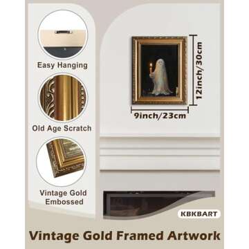 KBKBART vintage wall art- golden frame 2