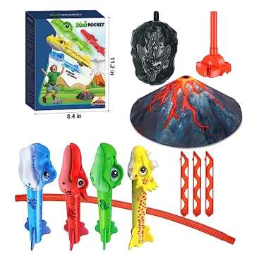 Huge Wave Dinosaur Rocket Launcher for Kids, Stomping Launch up Toys, Birthday Gifts for Boys Girls Age 2 3 4 5 6 7 8 Years Old, Outdoor Toys for Kids