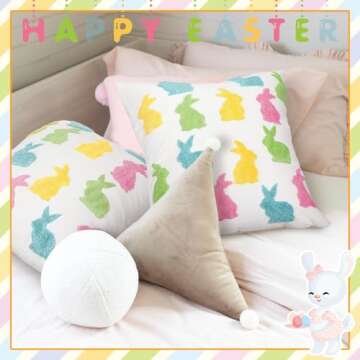 Cinnvoice Easter Bunny Pillow Case 18 x 18 for Spring