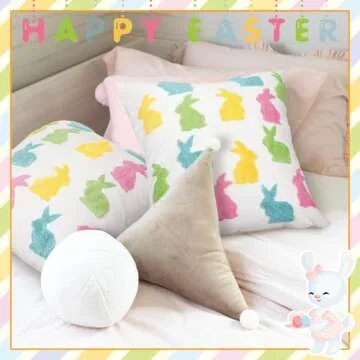 Cinnvoice Easter Bunny Pillow Case 18 x 18 for Spring