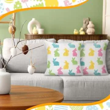 Cinnvoice Easter Bunny Pillow Case 18 x 18 for Spring