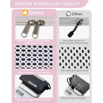 Gonex Compression Packing Cubes Mesh Organizers L+M+S+XS+Slim+Laundry Bag Pink