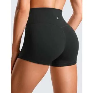 CRZ YOGA Womens Butterluxe Crossover Biker Shorts 3 Inches - Criss Cross High Waisted Workout Yoga B...