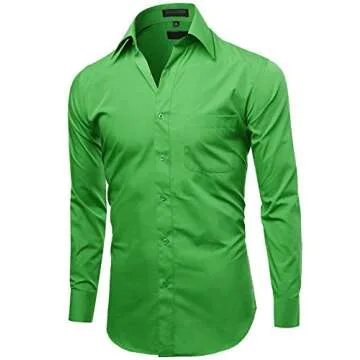 Omega Italy Men's Long Sleeve Dress Shirt - Perfect Fit for Every Occasion in Classic Green