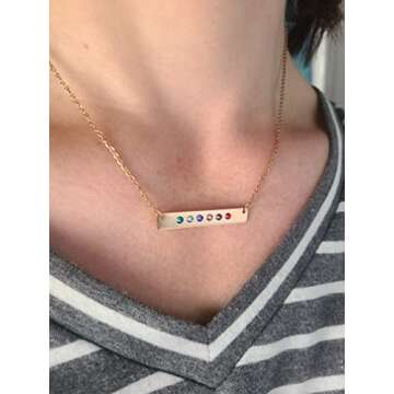 Birthstone Bar Necklace - Choose Crystal Colors, Chain Length, Silver Rose Gold Options - Christmas Mom Gift - DII DGR DBB