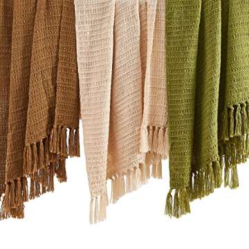 HORIMOTE HOME Thick Chunky Teddy Brown Knitted Throw Blanket for Couch Chair Sofa Bed, Chic Boho Style Textured Basket Weave Pattern Blanket with Decorative Fringe, 50"x60"