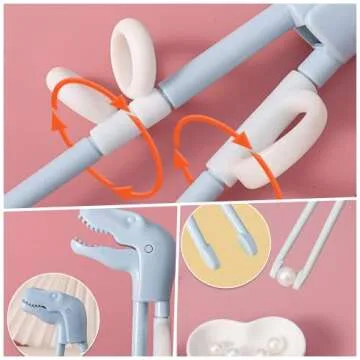 Jawbush Dinosaur Training Chopsticks for Kids Bonus with 2 Kids Forks, Reusable Kids Utensils for Lunch Box, BPA Free Dishwasher Safe, Light Blue & Pink, 2 Pairs