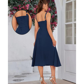 Elegant Lace Up Midi Corset Dress for Weddings