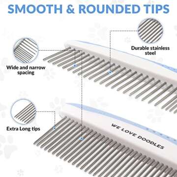 Metal Dog Comb, Dog Combs for Grooming Matting, Doodle Brush, Dematting Comb for Dogs, Dog Grooming ...