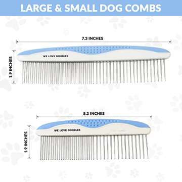 Metal Dog Comb, Dog Combs for Grooming Matting, Doodle Brush, Dematting Comb for Dogs, Dog Grooming Tools, Pet Comb, Metal Dog Grooming Comb, Dog Detangler Brush, Dog Dematting Tools, 2 Pack