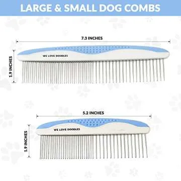 Metal Dog Comb, Dog Combs for Grooming Matting, Doodle Brush, Dematting Comb for Dogs, Dog Grooming Tools, Pet Comb, Metal Dog Grooming Comb, Dog Detangler Brush, Dog Dematting Tools, 2 Pack