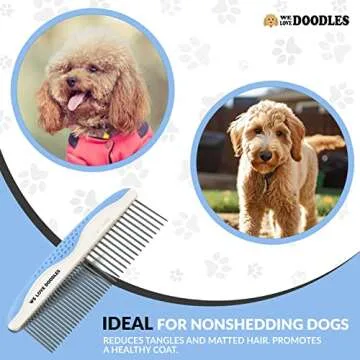 Metal Dog Comb, Dog Combs for Grooming Matting, Doodle Brush, Dematting Comb for Dogs, Dog Grooming Tools, Pet Comb, Metal Dog Grooming Comb, Dog Detangler Brush, Dog Dematting Tools, 2 Pack