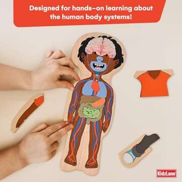 Kidzlane African American Boy Wooden My Body Puzzle for Toddlers and Kids - 29 Piece Girls Anatomy Puzzle Kid Play Set - Anatomy for Kids, Skeleton Toys for Kids Ages 3 Plus