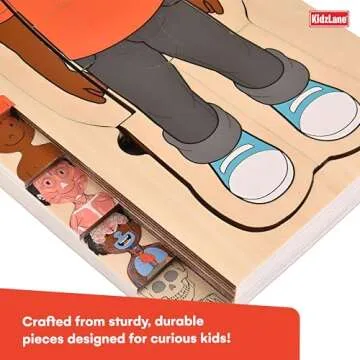 Kidzlane African American Boy Wooden My Body Puzzle for Toddlers and Kids - 29 Piece Girls Anatomy Puzzle Kid Play Set - Anatomy for Kids, Skeleton Toys for Kids Ages 3 Plus