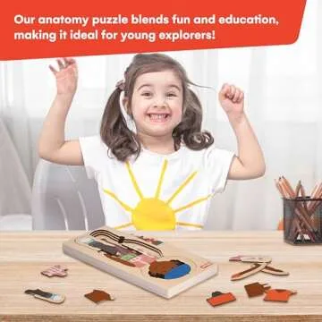 Kidzlane African American Boy Wooden My Body Puzzle for Toddlers and Kids - 29 Piece Girls Anatomy Puzzle Kid Play Set - Anatomy for Kids, Skeleton Toys for Kids Ages 3 Plus