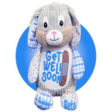 Get Well Soon Gifts for Men - Personalized Surgery Recovery 17" Stuffed Bunny - Get Well Soon Care P...
